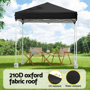 Instahut Gazebo 2x2m | Outdoor Patio Marquee Shade | Black with Base Pods