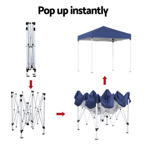 Instahut | Gazebo | 2x2m Outdoor Patio | Garden Marquee Shade | Base Pods | Blue