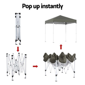 Instahut | Gazebo | 2x2m Outdoor Patio | Garden Marquee Shade | Grey