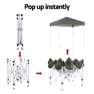 Instahut | Gazebo | 2x2m Outdoor Patio | Garden Marquee Shade | Base Pods | Grey