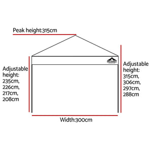 Gazebo Pop Up Marquee | 3x3 | Folding Tent | Outdoor Camping | 500D Oxford | Blue