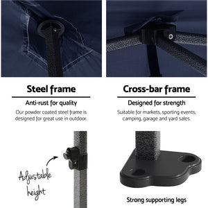 Gazebo Pop Up Marquee | 3x3m | Folding Tent | Wedding Outdoor Camping | Canopy Gazebos | Shade | Navy