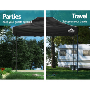 Gazebo Pop Up Marquee | 3x4.5 | Folding Tent | 500D | Wedding Camping | Black