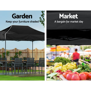Gazebo Pop Up Marquee | 3x4.5 | Folding Tent | 500D | Wedding Camping | Black