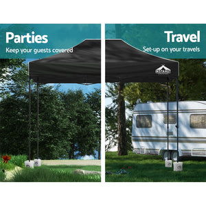 Gazebo Pop Up Marquee | 3x4.5 | Folding | 500D | Wedding Tent | Base Pod | Black