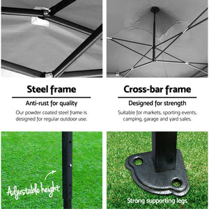 Gazebo Pop Up Marquee | 3x6m | Folding Outdoor | 500D Tent Base Pod | Black