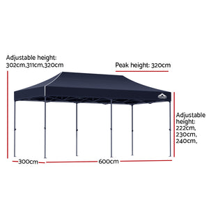 Gazebo Pop Up Marquee | 3x6 | Folding Tent | Wedding | 500D Oxford | Camping | Navy