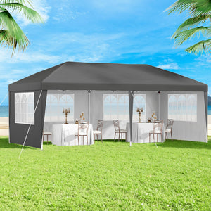 Instahut Gazebo | 3x6m | Pop Up Marquee Tent | Wedding Party Outdoor Canopy | Grey