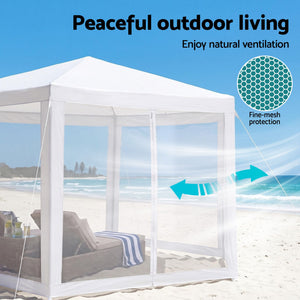 Gazebo | 2 x 2m Marquee Tent with Mesh Wall | Navy