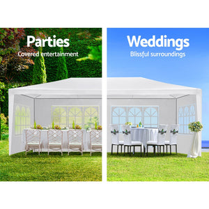 Gazebo | 3x6m | Marquee | Wedding Party Tent | Outdoor Camping | Side Wall Canopy | 4 Panel | White