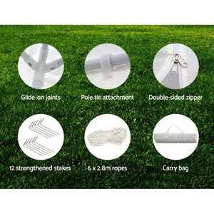 Gazebo | 3x6m | Marquee | Wedding Party Tent | Outdoor Camping | Side Wall Canopy | 4 Panel | White