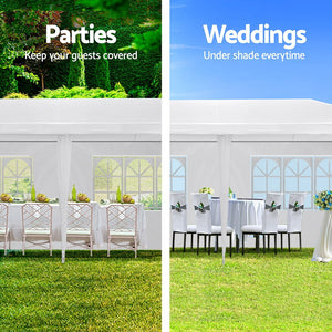 Gazebo | 3x9m | Marquee | Wedding Party Tent | Outdoor Camping | Side Wall Canopy | 8 Panel | White