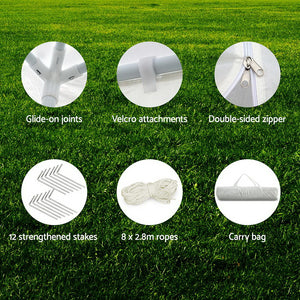 Gazebo | 3x9m | Marquee | Wedding Party Tent | Outdoor Camping | Side Wall Canopy | 8 Panel | White