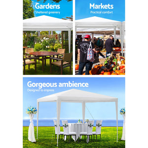 Gazebo | 3x3m | Wedding Party Marquee Tent | Outdoor Event | Camping | Canopy Shade | White