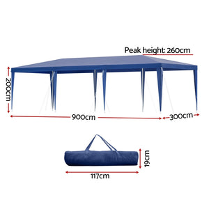 Instahut Gazebo | 3x9m | Wedding Party Marquee Tent | Outdoor Shade | Blue