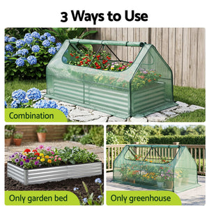 Raised Garden Bed with Greenhouse | 3-In-1 Galvanised Planter Box Kit