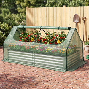Raised Garden Bed with Greenhouse | 3-In-1 Galvanised Planter Box Kit