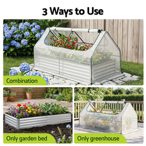 Raised Garden Bed with Greenhouse | 3-In-1 Galvanised Planter Kit