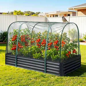 Raised Garden Bed with Mesh Netting | Bird Proof Galvanised Planter | 180 x 90 x 120cm