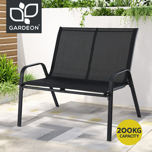 Garden Bench Seat | Steel Outdoor Patio Park Lounge | Black Finish