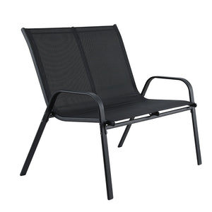 Garden Bench Seat | Steel Outdoor Patio Park Lounge | Black Finish