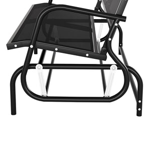 Outdoor Garden Bench Seat | Swing Glider Rocking | 2 Seater | Patio Furniture | Black