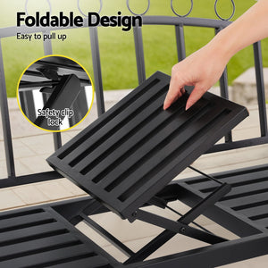 Outdoor Garden Bench Seat | Loveseat | Steel Foldable Table | Black