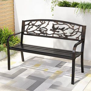 Outdoor Bench Seat | 3 Seater | Steel | Park Style | Bronze