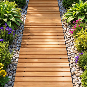 Wooden Garden Pathway | 8ft Roll-Out Walkway | Straight | Brown