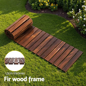 Wooden Garden Path | 8ft Roll-Out Walkway | Straight | Charcoal Brown
