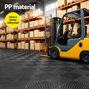 Garage Floor Tiles | 20 Pack Interlocking Non-Slip Drainage Tiles | Black