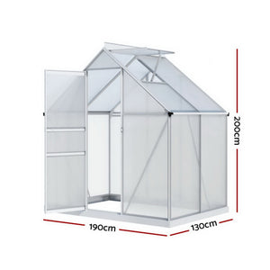 Green Fingers Greenhouse | Aluminium Polycarbonate | Premium Garden Storage Shed | 1.3Mx1.9Mx2.0M