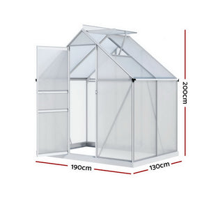 Green Fingers Greenhouse Aluminium Polycarbonate Premium Garden Storage Shed | 3.1Mx1.9Mx2.0M