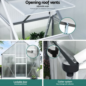 Green Fingers Greenhouse Aluminium Polycarbonate Premium Garden Storage Shed | 3.1Mx1.9Mx2.0M