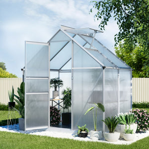 Green Fingers Greenhouse Aluminium Polycarbonate Premium Garden Storage Shed | 3.1Mx1.9Mx2.0M
