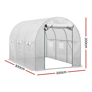 Walk-In Greenhouse 3x2x2m | Outdoor Garden | Steel Frame | White Cover