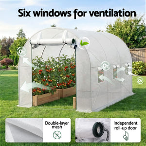 Walk-In Greenhouse 3x2x2m | Outdoor Garden | Steel Frame | White Cover