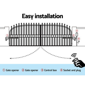 LockMaster Automatic Electric Gate Opener | Double Swing | Remote Control Kit | 800KG