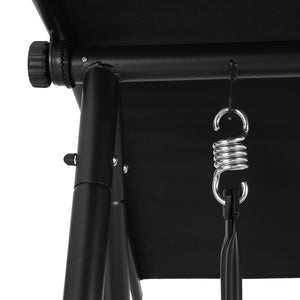 Outdoor Swing Chair | Garden Bench Furniture | Canopy | 2 Seater | Black