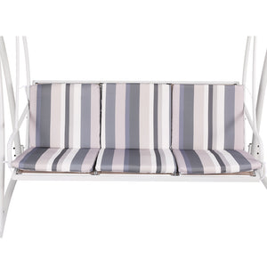 Outdoor Swing Chair | Garden Bench Furniture | Canopy | 3 Seater | White Grey