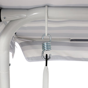 Outdoor Swing Chair | Garden Bench Furniture | Canopy | 3 Seater | White Grey