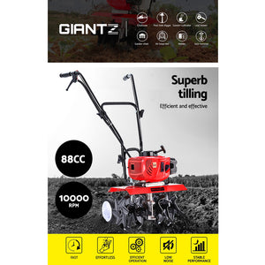 Garden Tiller Rototiller | 88CC | 6 Blades Cultivator | Soil Power Rotary Hoe