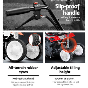 Garden Tiller Rototiller | 88CC | 6 Blades Cultivator | Soil Power Rotary Hoe