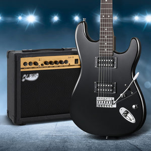 Alpha Electric Guitar | Music String Instrument | 20W Amplifier | Black