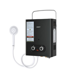 Devanti Portable Gas Water Heater | LPG-Powered System | Black