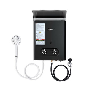 Devanti Portable Gas Water Heater | LPG-Powered System | Black
