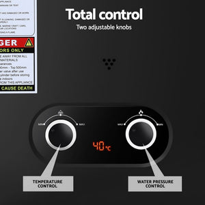 Devanti Gas Water Heater | Portable LPG System with Pump | Black