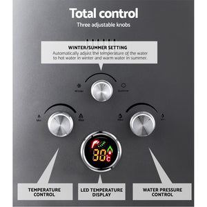 Devanti Gas Water Heater | Portable LPG | 8L/Min | With Pump | Grey