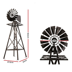 Garden Windmill | 160cm | Metal Ornaments | Outdoor Decor | Ornamental Wind Mill