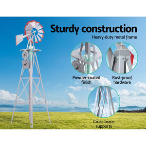 Garden Windmill | 6FT | 186cm | Metal Ornaments | Outdoor Decor | Ornamental Wind Mill